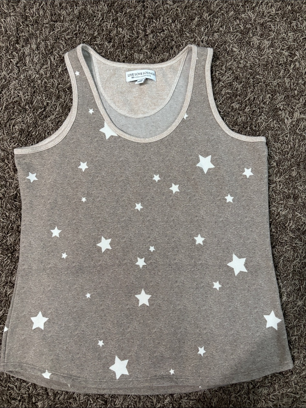 Karen Neuburger Tan Tank Top with White Star Print